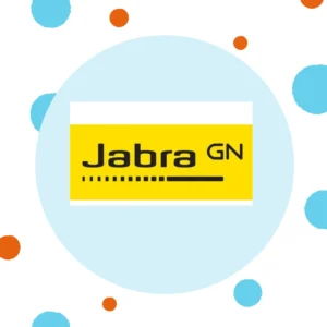 The Jabra logo sits on a blue background. 