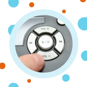 A finger lowers a volume control. 