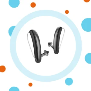 Two black Signia Stylettos sit on a white background. 