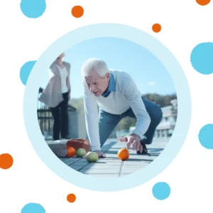 An older man recovers from a fall. 