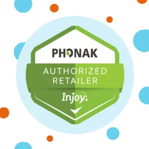 A badge shows that Injoy is an authorized Phonak retailer.