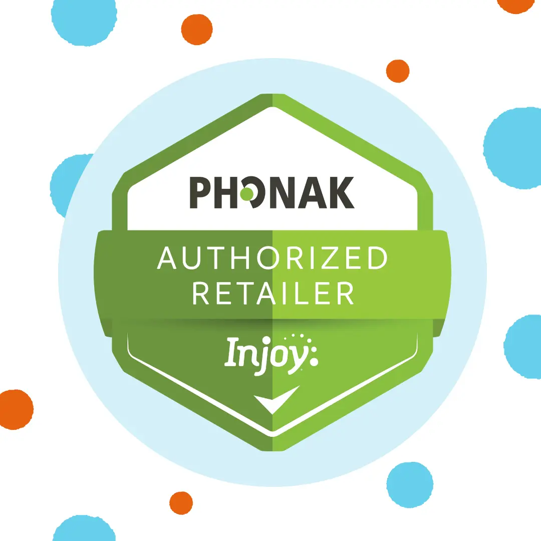 A badge shows that Injoy is an authorized Phonak retailer.