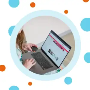 A woman uses her laptop.