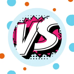 The letters "VS" sit against a pink background.
