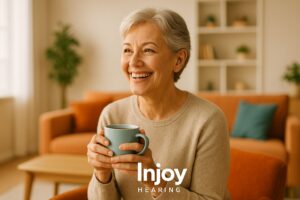 woman holding a coffee enjoying her morning