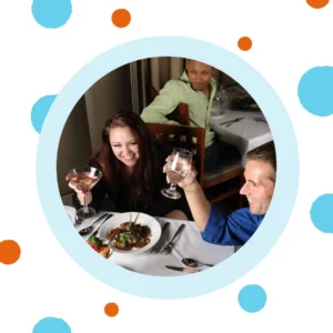 A couple enjoys dinner at a restaurant.