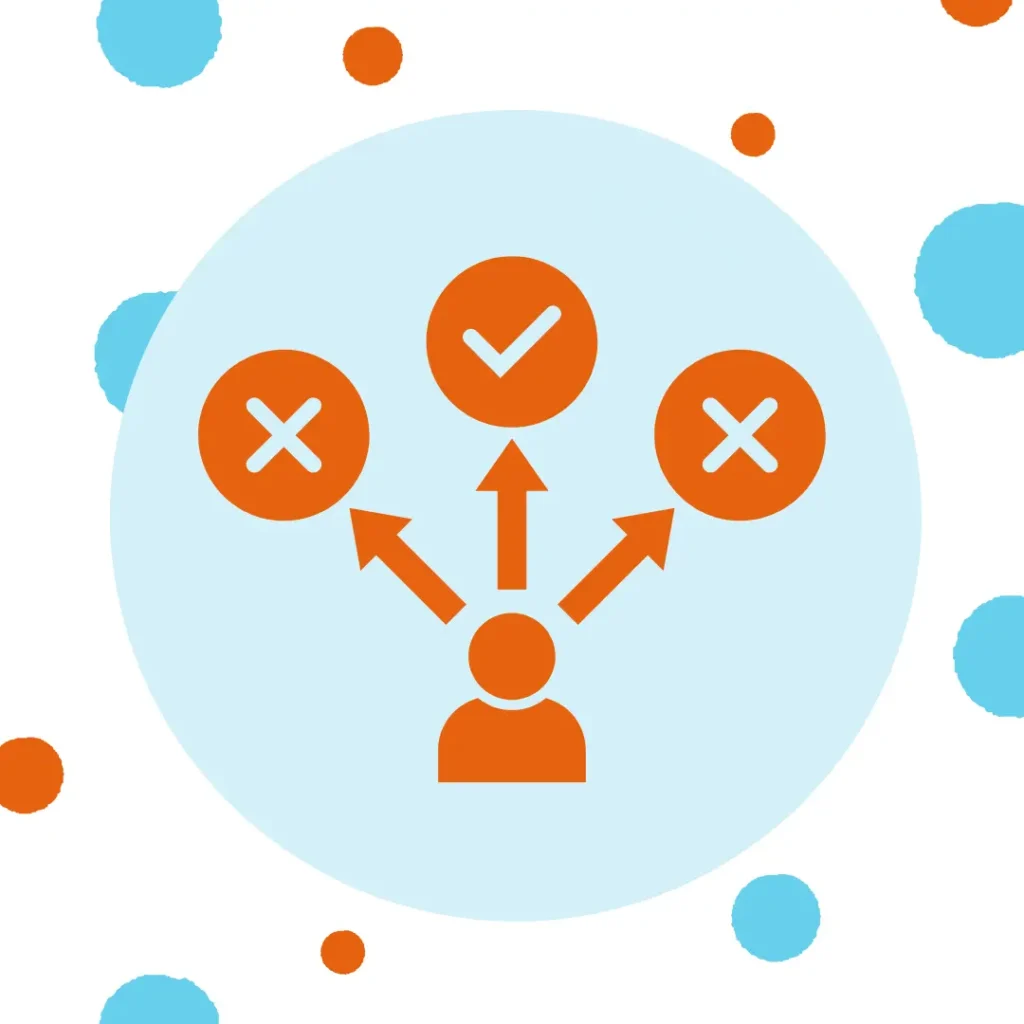 A graphic of a person thinking sits on a blue background.