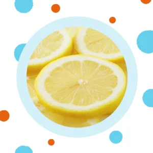 A group lemon slices sits on a yellow background. 