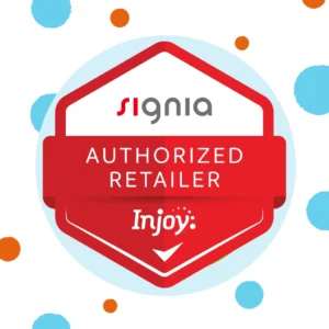 A badge shows that Injoy is an authorized Signia retailer.
