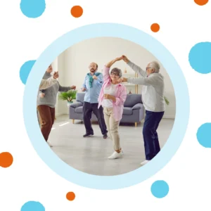 Couples dance together. 