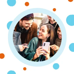 Friends laugh together.